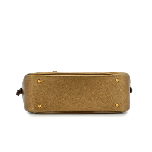 HERMES PLUME MINI ATHENS OLYMPICS LIMITED EDITION METALLIC GOLD CHEVRE HAND BAG 2005 SQUARE I GOLD HARDWARE 90346646
