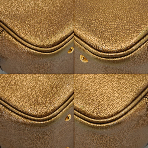 HERMES PLUME MINI ATHENS OLYMPICS LIMITED EDITION METALLIC GOLD CHEVRE HAND BAG 2005 SQUARE I GOLD HARDWARE 90346646