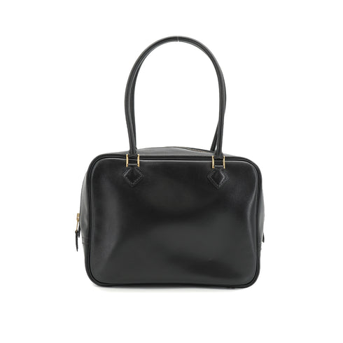HERMES PLUME MINI BLACK BOX CALF HAND BAG 1993 CIRCLE W GOLD HARDWARE 90335574