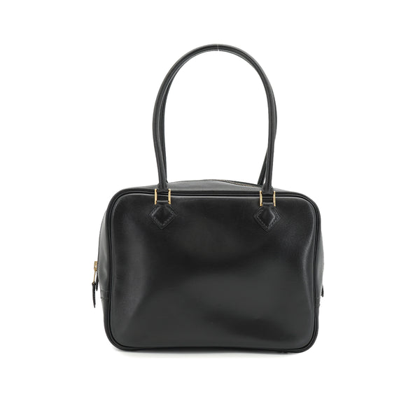 HERMES PLUME MINI BLACK BOX CALF HAND BAG 1993 CIRCLE W GOLD HARDWARE 90335574