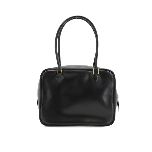 HERMES PLUME MINI BLACK BOX CALF HAND BAG 1993 CIRCLE W GOLD HARDWARE 90335574