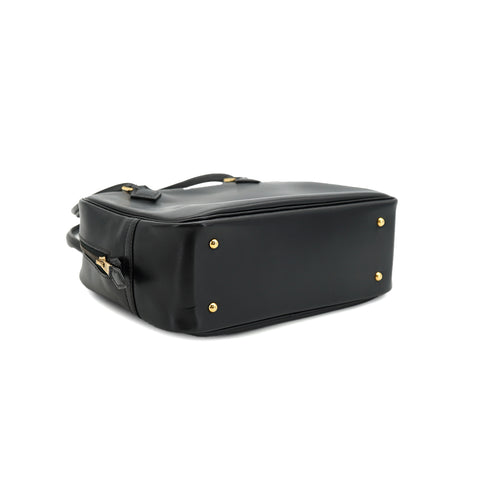 HERMES PLUME MINI BLACK BOX CALF HAND BAG 1993 CIRCLE W GOLD HARDWARE 90335574