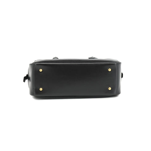 HERMES PLUME MINI BLACK BOX CALF HAND BAG 1993 CIRCLE W GOLD HARDWARE 90335574