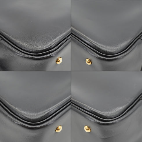 HERMES PLUME MINI BLACK BOX CALF HAND BAG 1993 CIRCLE W GOLD HARDWARE 90335574