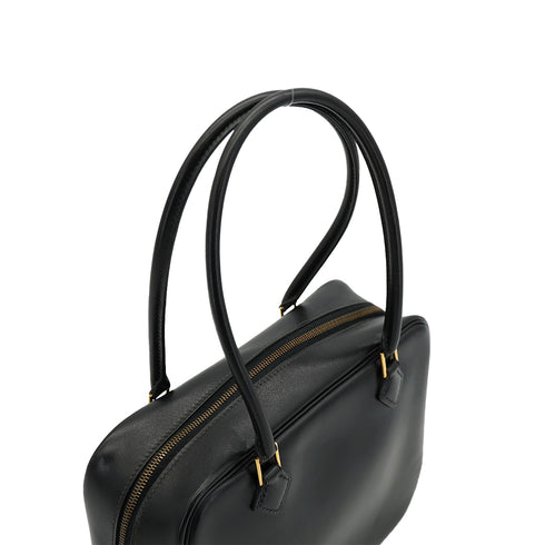 HERMES PLUME MINI BLACK BOX CALF HAND BAG 1993 CIRCLE W GOLD HARDWARE 90335574