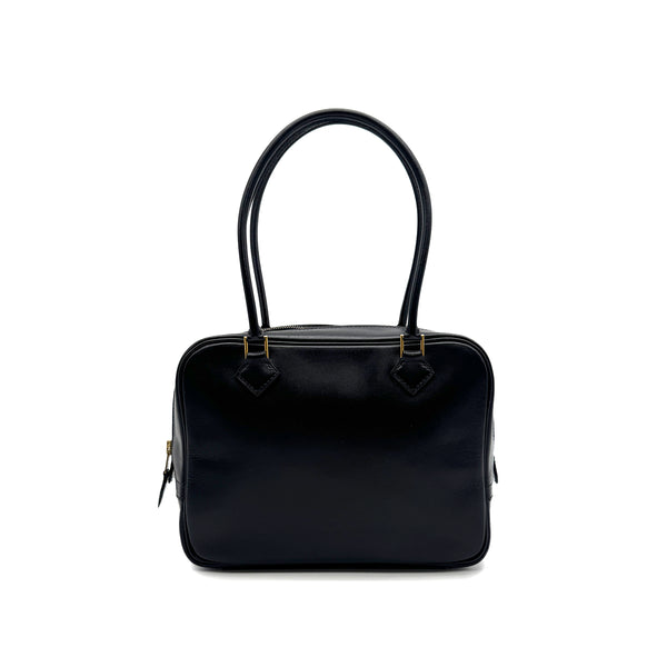 HERMES PLUME MINI BLACK BOX CALF HAND BAG 1994 CIRCLE X GOLD HARDWARE 90323520