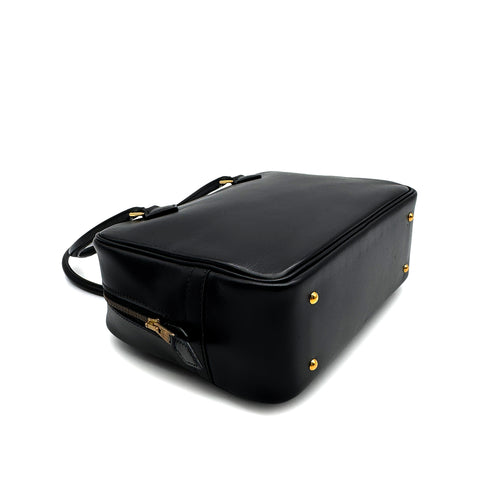 HERMES PLUME MINI BLACK BOX CALF HAND BAG 1994 CIRCLE X GOLD HARDWARE 90323520