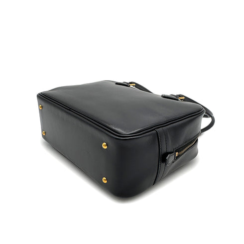 HERMES PLUME MINI BLACK BOX CALF HAND BAG 1994 CIRCLE X GOLD HARDWARE 90323520