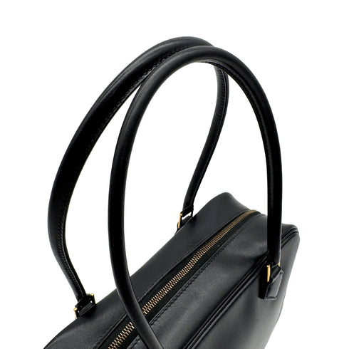HERMES PLUME MINI BLACK BOX CALF HAND BAG 1994 CIRCLE X GOLD HARDWARE 90323520