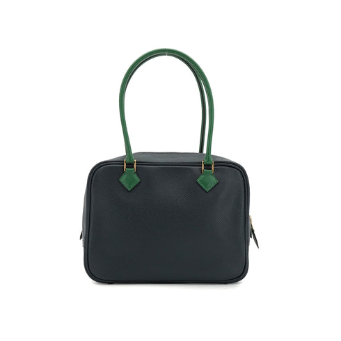 HERMES PLUME MINI BLEUINDIGO VERT COUCHEVEL HAND BAG GOLD HARDWARE 90335569