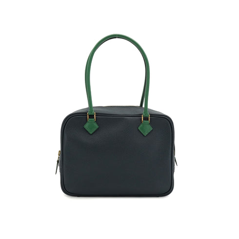 HERMES PLUME MINI BLEUINDIGO VERT COUCHEVEL HAND BAG GOLD HARDWARE 90335569