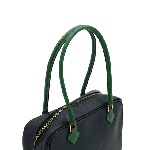 HERMES PLUME MINI BLEUINDIGO VERT COUCHEVEL HAND BAG GOLD HARDWARE 90335569
