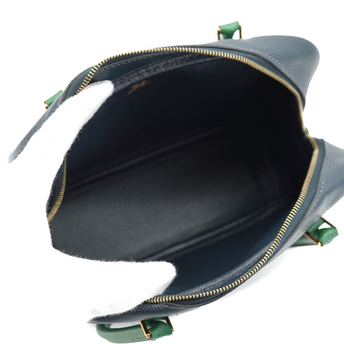 HERMES PLUME MINI BLEUINDIGO VERT COUCHEVEL HAND BAG GOLD HARDWARE 90335569