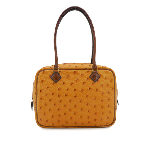 HERMES PLUME MINI CHESTNUT ETRUSQUE OSTRICH HAND BAG 2000 SQUARE D GOLD HARDWARE 90334139