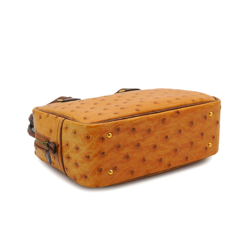HERMES PLUME MINI CHESTNUT ETRUSQUE OSTRICH HAND BAG 2000 SQUARE D GOLD HARDWARE 90334139