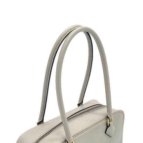 HERMES PLUME MINI GRAY BOX CALF HAND BAG 1999 SQUARE C GOLD HARDWARE 90319682