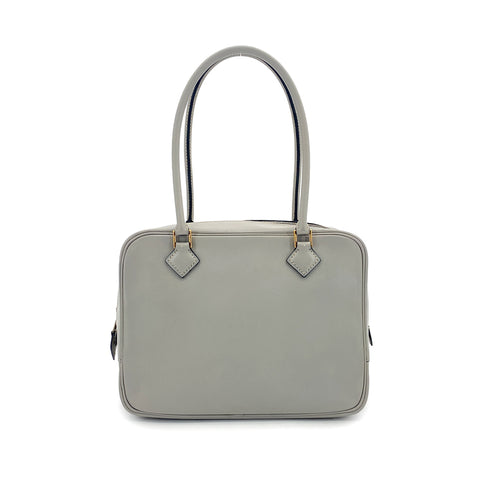 HERMES PLUME MINI GRAY BOX CALF HAND BAG 1999 SQUARE C GOLD HARDWARE 90319682