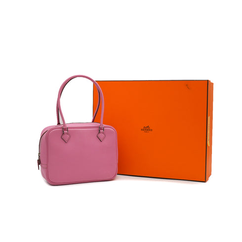 HERMES PLUME MINI ROSE CONFETTI VEAU SWIFT HAND BAG 2011 SQUARE O PALLADIUM HARDWARE 90340132