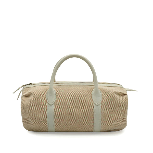 HERMES POLOCHON MADEMOISELLE WHITE TOILE H SWIFT HAND BAG 2009 SQUARE M PALLADIUM HARDWARE 90345502