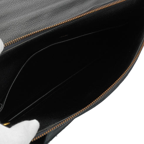 HERMES PRESIDENT BLACK GREEN DOBLIS LIZARD VEAU BARENIA HAND BAG 1988 CIRCLE R GOLD HARDWARE 90345058