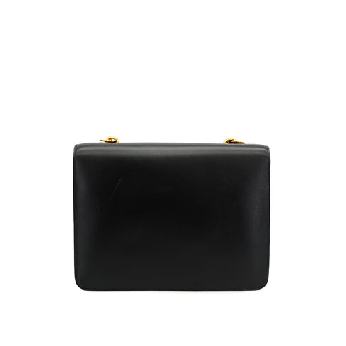HERMES SANDRINE BLACK BOX CALF SHOULDER BAG 1978 CIRCLE H GOLD HARDWARE 90332563