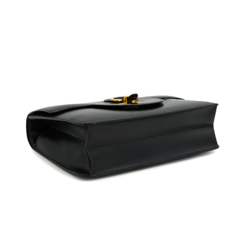 HERMES SANDRINE BLACK BOX CALF SHOULDER BAG 1978 CIRCLE H GOLD HARDWARE 90332563