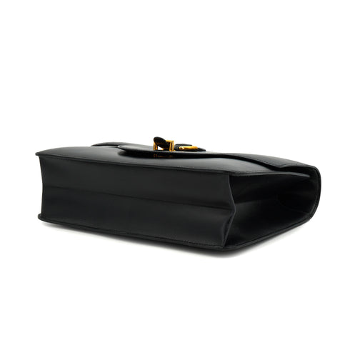 HERMES SANDRINE BLACK BOX CALF SHOULDER BAG 1978 CIRCLE H GOLD HARDWARE 90332563