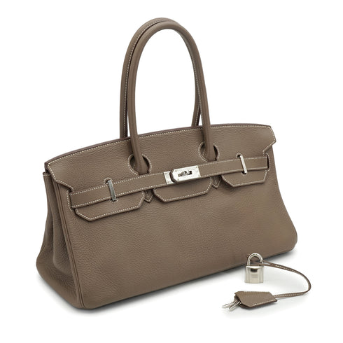 HERMES SHOULDER BIRKIN 42 ETOUPE TAURILLON CLEMENCE HAND SHOULDER BAG 2009 SQUARE M PALLADIUM HARDWARE 90335583