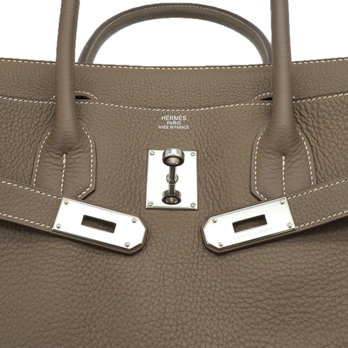 HERMES SHOULDER BIRKIN 42 ETOUPE TAURILLON CLEMENCE HAND SHOULDER BAG 2009 SQUARE M PALLADIUM HARDWARE 90335583