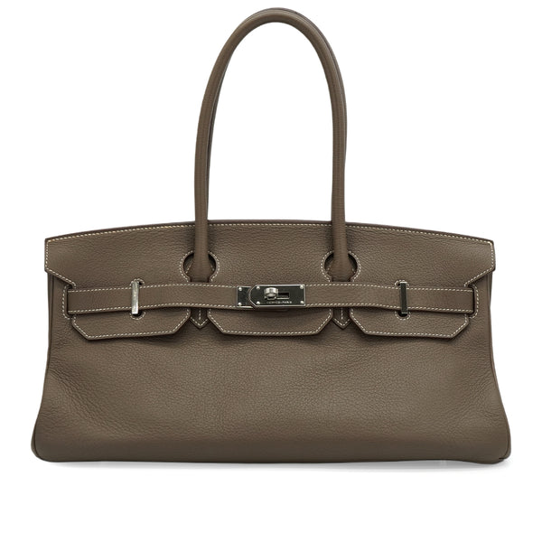 HERMES SHOULDER BIRKIN 42 ETOUPE TAURILLON CLEMENCE HAND SHOULDER BAG 2009 SQUARE M PALLADIUM HARDWARE 90349395