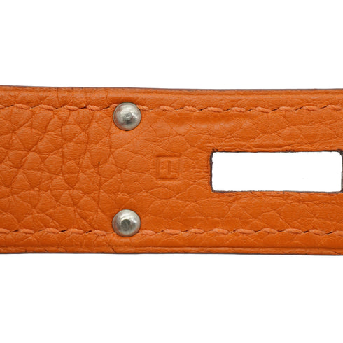 HERMES SHOULDER BIRKIN ORANGE TAURILLON CLEMENCE HAND BAG 2005 SQUARE I PALLADIUM HARDWARE 90339634
