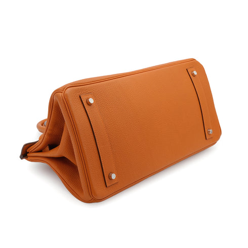 HERMES SHOULDER BIRKIN ORANGE TAURILLON CLEMENCE HAND BAG 2005 SQUARE I PALLADIUM HARDWARE 90339634