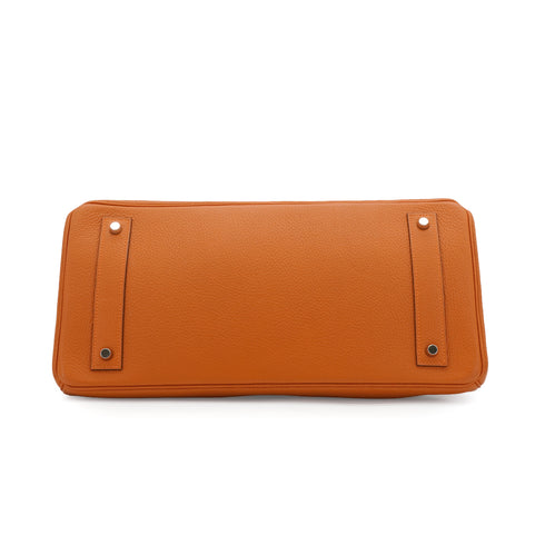 HERMES SHOULDER BIRKIN ORANGE TAURILLON CLEMENCE HAND BAG 2005 SQUARE I PALLADIUM HARDWARE 90339634