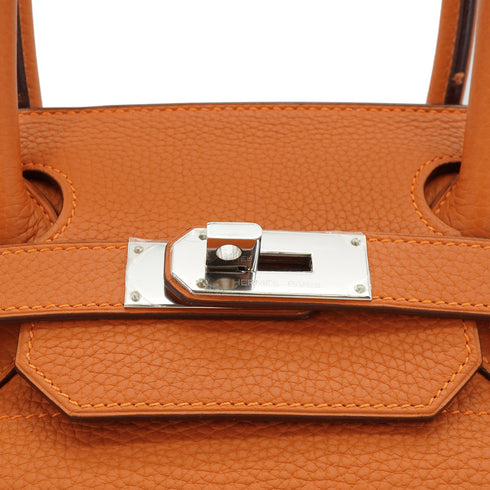 HERMES SHOULDER BIRKIN ORANGE TAURILLON CLEMENCE HAND BAG 2005 SQUARE I PALLADIUM HARDWARE 90339634