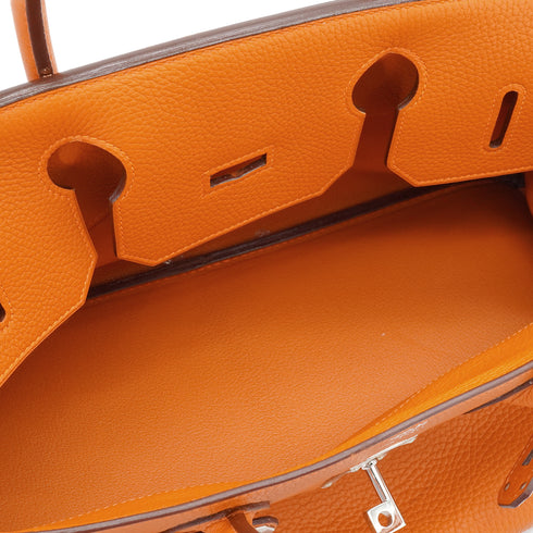 HERMES SHOULDER BIRKIN ORANGE TAURILLON CLEMENCE HAND BAG 2005 SQUARE I PALLADIUM HARDWARE 90339634