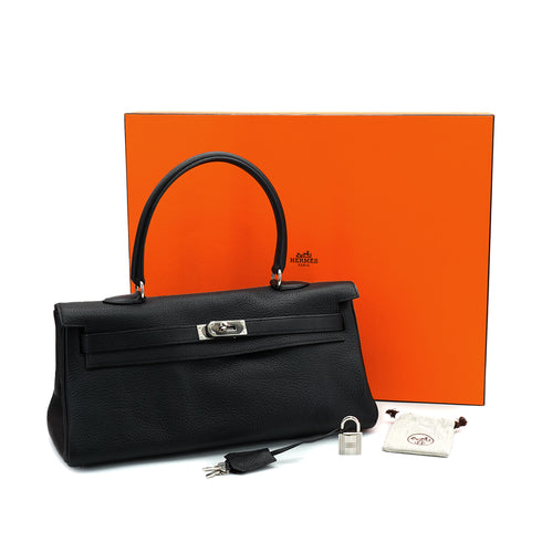 HERMES SHOULDER KELLY 40 BLACK TAURILLON CLEMENCE HAND BAG 2008 SQUARE L PALLADIUM HARDWARE 90327154