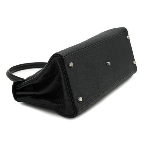 HERMES SHOULDER KELLY 40 BLACK TAURILLON CLEMENCE HAND BAG 2008 SQUARE L PALLADIUM HARDWARE 90327154