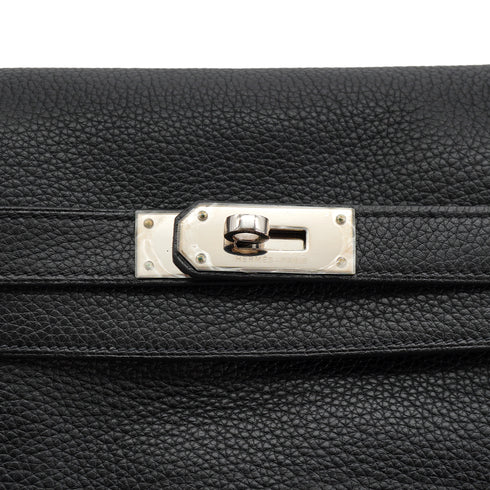 HERMES SHOULDER KELLY 40 BLACK TAURILLON CLEMENCE HAND BAG 2008 SQUARE L PALLADIUM HARDWARE 90327154