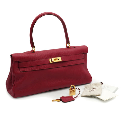 HERMES SHOULDER KELLY 42 RUBIS TAURILLON CLEMENCE HAND SHOULDER BAG 2011 SQUARE O GOLD HARDWARE 90339881