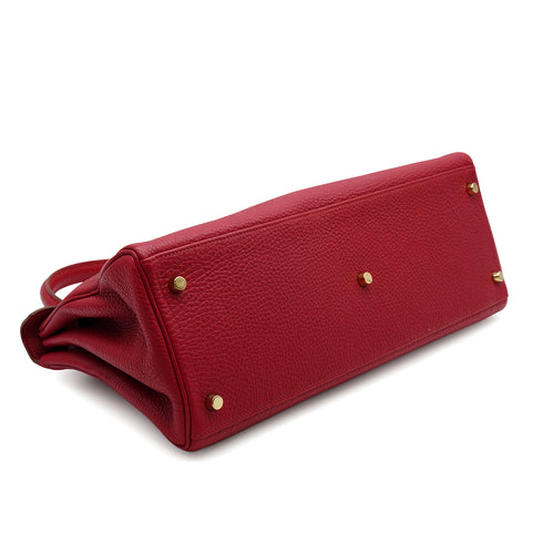 HERMES SHOULDER KELLY 42 RUBIS TAURILLON CLEMENCE HAND SHOULDER BAG 2011 SQUARE O GOLD HARDWARE 90339881