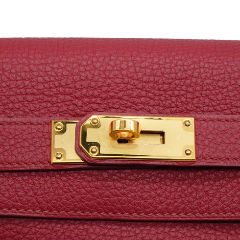 HERMES SHOULDER KELLY 42 RUBIS TAURILLON CLEMENCE HAND SHOULDER BAG 2011 SQUARE O GOLD HARDWARE 90339881
