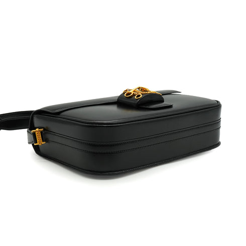HERMES SOROGNE BLACK BOX CALF SHOULDER BAG 1988 CIRCLE R GOLD HARDWARE 90340911