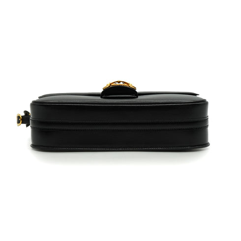 HERMES SOROGNE BLACK BOX CALF SHOULDER BAG 1988 CIRCLE R GOLD HARDWARE 90340911