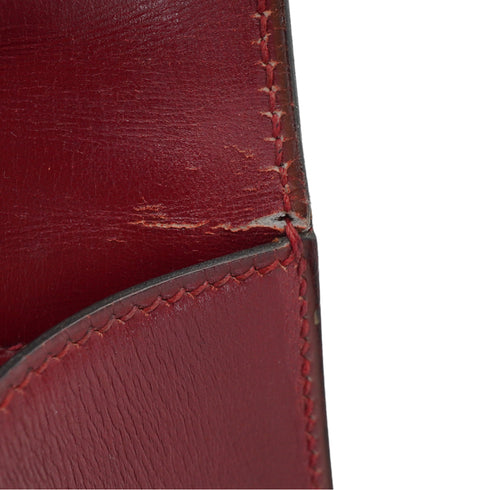 HERMES SOROGNE ROUGE H BOX CALF SHOULDER BAG 1976 CIRCLE F GOLD HARDWARE 90344453