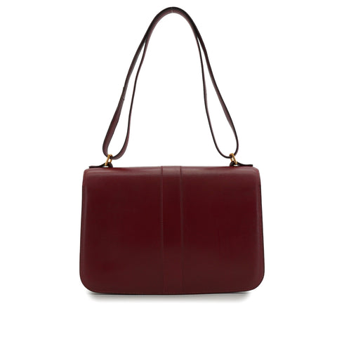 HERMES SOROGNE ROUGE H BOX CALF SHOULDER BAG 1976 CIRCLE F GOLD HARDWARE 90344453