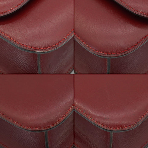 HERMES SOROGNE ROUGE H BOX CALF SHOULDER BAG 1976 CIRCLE F GOLD HARDWARE 90344453