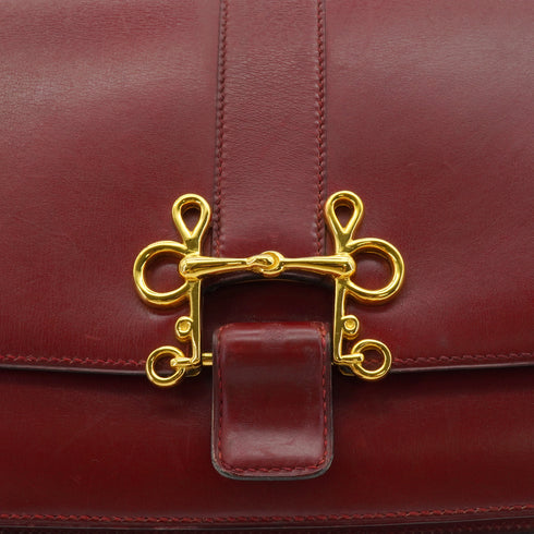 HERMES SOROGNE ROUGE H BOX CALF SHOULDER BAG 1976 CIRCLE F GOLD HARDWARE 90344453