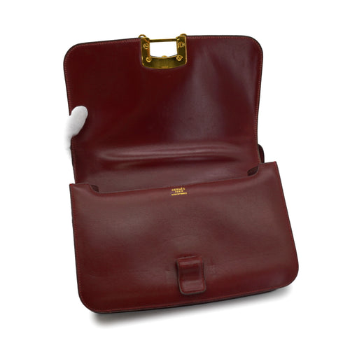 HERMES SOROGNE ROUGE H BOX CALF SHOULDER BAG 1976 CIRCLE F GOLD HARDWARE 90344453