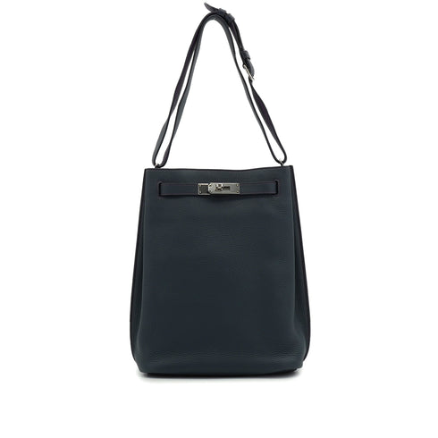 HERMES SO KELLY 22 BLUE OBSCUR ULTRA VIOLET TOGO SHOULDER BAG 2013 SQUARE Q PALLADIUM HARDWARE 90339954