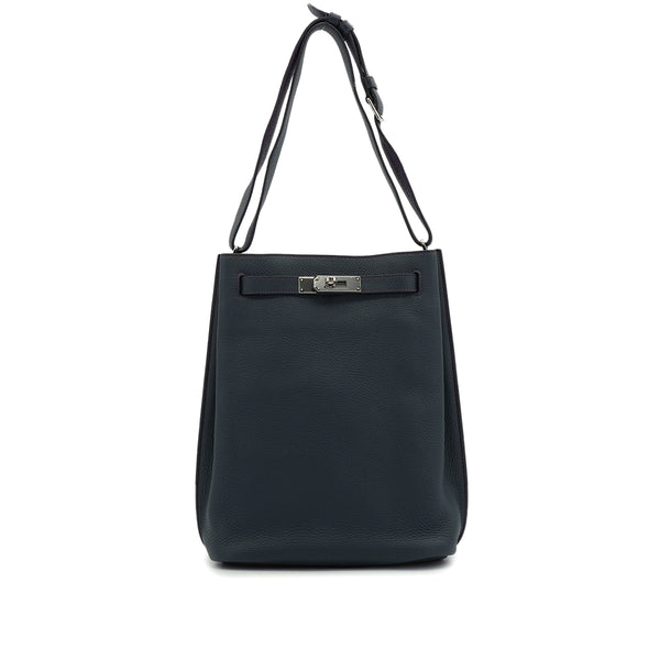 HERMES SO KELLY 22 BLUE OBSCUR ULTRA VIOLET TOGO SHOULDER BAG 2013 SQUARE Q PALLADIUM HARDWARE 90339954